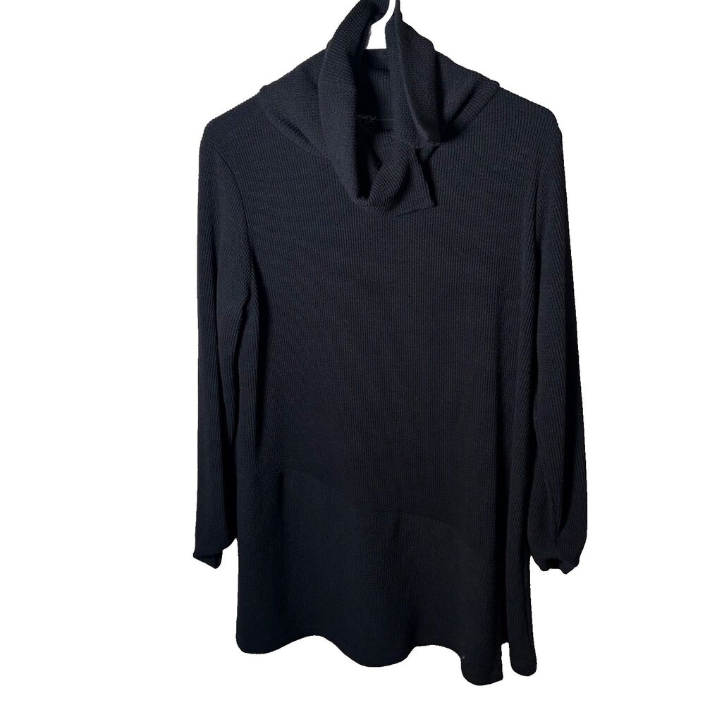 Clara Sun Woo Sweater Top Women's Small Black Turtle Neck Pullover Ribbed